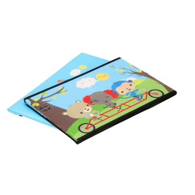 Cutie pliabila pentru depozitare tip taburet ALBASTRA 48x31x31 cm cu ANIMALE dreptunghiulara