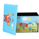 Cutie pliabila pentru depozitare tip taburet ALBASTRA 48x31x31 cm cu ANIMALE dreptunghiulara