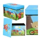 Cutie pliabila pentru depozitare tip taburet ALBASTRA 48x31x31 cm cu ANIMALE dreptunghiulara