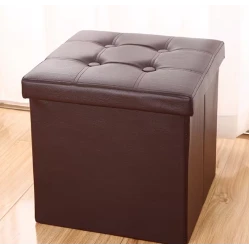 Cutie pliabila pentru depozitare tip taburet MARO cu model 38x35x30 cm PATRATA imitatie PIELE