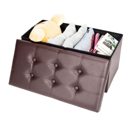 Cutie pliabila pentru depozitare tip taburet MARO cu model 66x38x38 cm DREPTUNGHIULARA imitatie PIELE