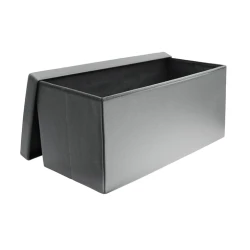 Cutie pliabila pentru depozitare tip taburet GRI cu model 66x38x38 cm DREPTUNGHIULARA imitatie PIELE