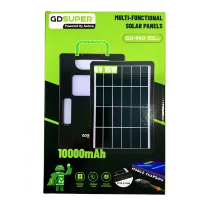 Panou solar fotovoltaic portabil cu lanterna 10000mAh GD990