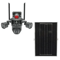 Camera supraveghere lentila duala Ai 4G WIFI 2.4GHz panou solar 8W rotativa 360 PTZ detectie umana infrarosu alarma
