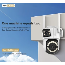Camera de supraveghere WiFi PTZ Dual Lens 6MP rotire 360 vedere nocturna color detectare miscare exterior IP66
