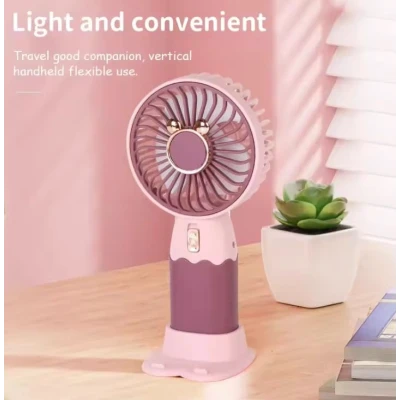 Mini ventilator portabil de mana USB reincarcabil 3 viteze suport telefon colorat