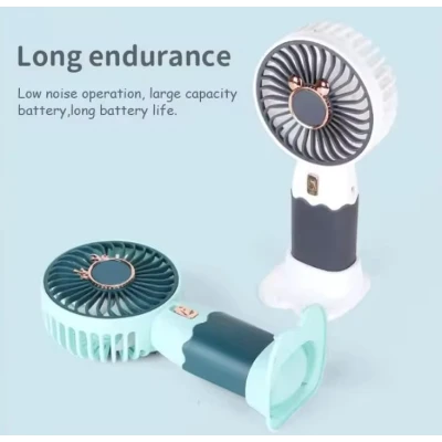 Mini ventilator portabil de mana USB reincarcabil 3 viteze suport telefon colorat