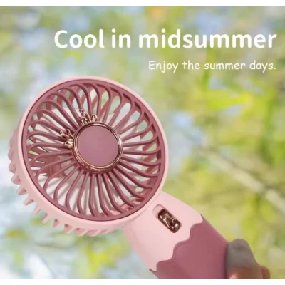 Mini ventilator portabil de mana USB reincarcabil 3 viteze suport telefon colorat