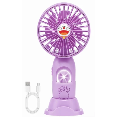 Mini ventilator de mana portabil pentru copii USB reincarcabil cu suport telefon FETITE