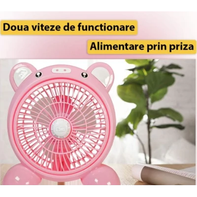 UB Ventilator cu fir model PORCUSOR pentru birou portabil ROZ