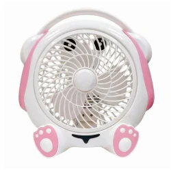 Mini ventilator cu fir model URSULET pentru birou portabil ALB ROZ
