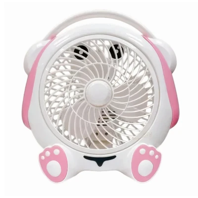 Mini ventilator cu fir model URSULET pentru birou portabil ALB ROZ