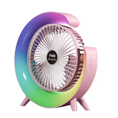Mini ventilator de birou rotund cu LED RGB