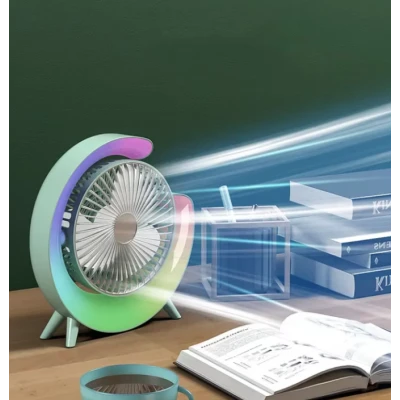Mini ventilator de birou rotund cu LED RGB