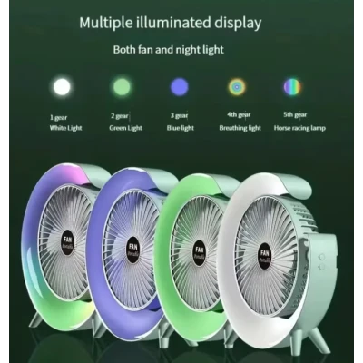 Mini ventilator de birou rotund cu LED RGB