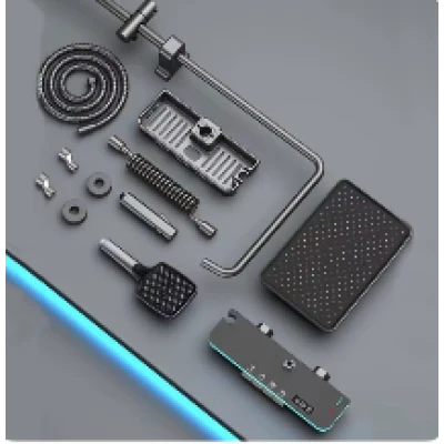 Set de dus Premium 3 in 1 SMART cu LED si afisaj para dreptunghiulara si 4 moduri pulverizare apa