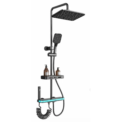Set de dus Premium 3 in 1 SMART cu LED si afisaj para dreptunghiulara si 4 moduri pulverizare apa