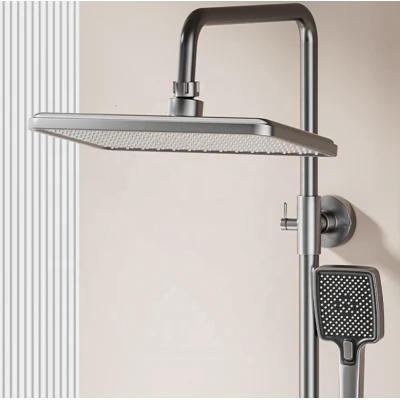 Sistem de dus Premium cu Afișaj Digital si LED cap ploaie dus de mana si pistol de clatire Gri Grafit