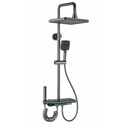Sistem de dus Premium cu Afișaj Digital si LED cap ploaie dus de mana si pistol de clatire Gri Grafit