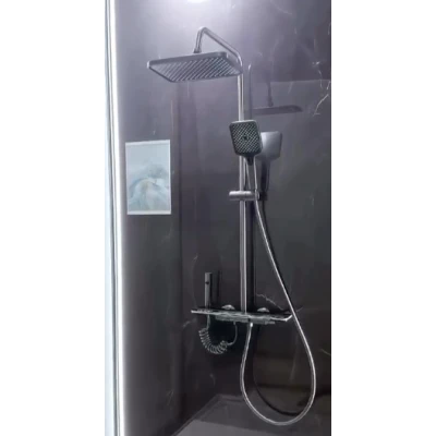 Sistem de dus Premium cu Afișaj Digital LED si lumina 4 moduri pulverizare apa pistol de clatire negru gri