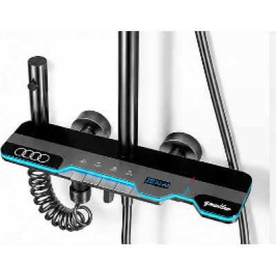 Sistem de dus Premium cu Afișaj Digital LED si lumina 4 moduri pulverizare apa pistol de clatire negru gri