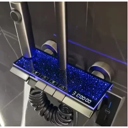 Sistem de dus Premium cu Efect LED Galaxy afisaj digital cap ploaie dus de mana GRI