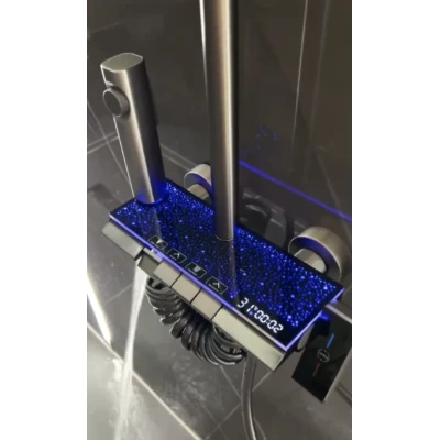 Sistem de dus Premium cu Efect LED Galaxy afisaj digital cap ploaie dus de mana GRI