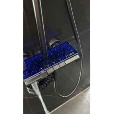 Sistem de dus Premium cu Efect LED Galaxy afisaj digital cap ploaie dus de mana GRI
