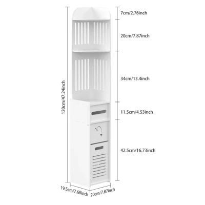 Dulap vertical pentru baie 3 polite 2 sertare 120 x 20 x 20 cm ALB