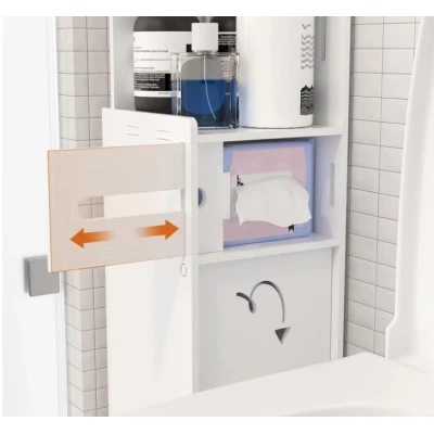 Dulap vertical pentru baie 3 polite 2 sertare 120 x 20 x 20 cm ALB