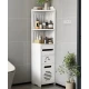 Dulap vertical pentru baie 3 polite 2 sertare 120 x 20 x 20 cm ALB