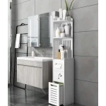 Dulap vertical pentru baie 3 polite 2 sertare 120 x 20 x 20 cm ALB