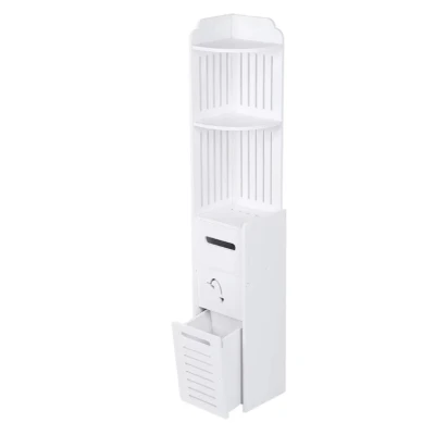 Dulap vertical pentru baie 3 polite 2 sertare 120 x 20 x 20 cm ALB