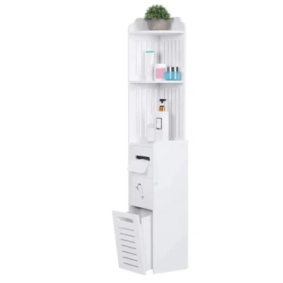 Dulap vertical pentru baie 3 polite 2 sertare 120 x 20 x 20 cm ALB