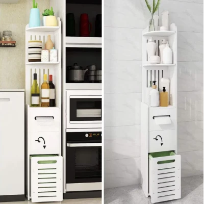 Dulap vertical pentru baie 3 polite 2 sertare 120 x 20 x 20 cm ALB