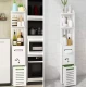 Dulap vertical pentru baie 3 polite 2 sertare 120 x 20 x 20 cm ALB