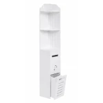 Dulap vertical pentru baie 3 polite 2 sertare 120 x 20 x 20 cm ALB