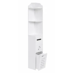 Dulap vertical pentru baie 3 polite 2 sertare 120 x 20 x 20 cm ALB