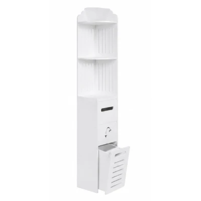 Dulap vertical pentru baie 3 polite 2 sertare 120 x 20 x 20 cm ALB