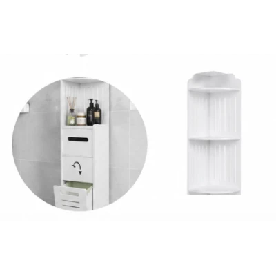 Dulap vertical pentru baie 3 polite 2 sertare 120 x 20 x 20 cm ALB