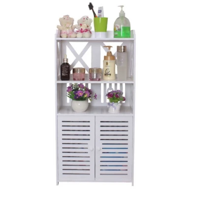Dulap pentru baie modern raft depozitare PVC 4 sertare si 2 usi Alb 90x40x25 cm