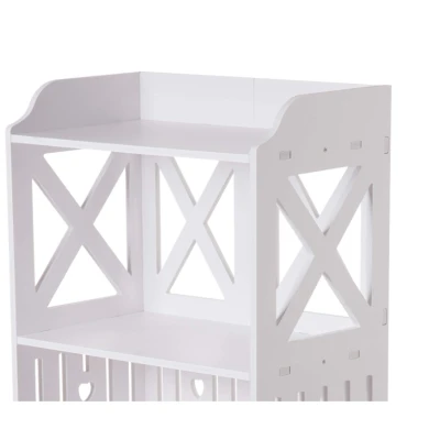Dulap pentru baie modern raft depozitare PVC 4 sertare si 2 usi Alb 90x40x25 cm