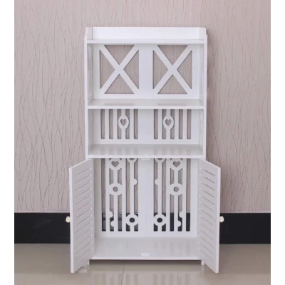 Dulap pentru baie modern raft depozitare PVC 4 sertare si 2 usi Alb 90x40x25 cm