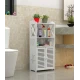 Dulap pentru baie modern raft depozitare PVC 4 sertare si 2 usi Alb 90x40x25 cm