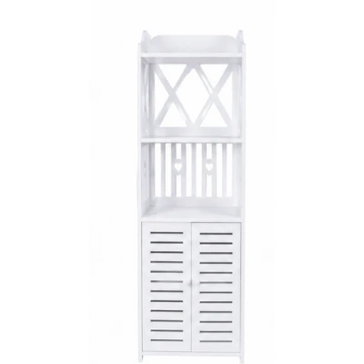 Dulap pentru baie modern raft depozitare PVC 4 sertare si 2 usi Alb 90x40x25 cm
