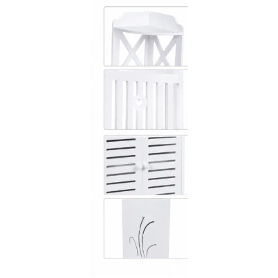 Dulap pentru baie modern raft depozitare PVC 4 sertare si 2 usi Alb 90x40x25 cm
