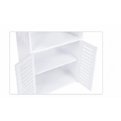 Dulap pentru baie modern raft depozitare PVC 4 sertare si 2 usi Alb 90x40x25 cm