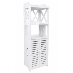 Dulap pentru baie modern raft depozitare PVC 4 sertare si 2 usi Alb 90x40x25 cm