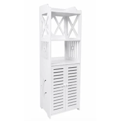 Dulap pentru baie modern raft depozitare PVC 4 sertare si 2 usi Alb 90x40x25 cm