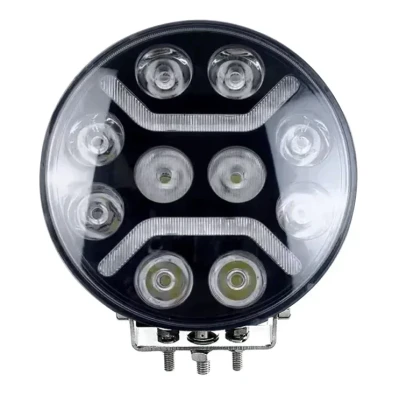Proiector LED 9 inch Rotund 120W de 24000LM Alba + Galbena Pozitie si Stroboscop 12 24V